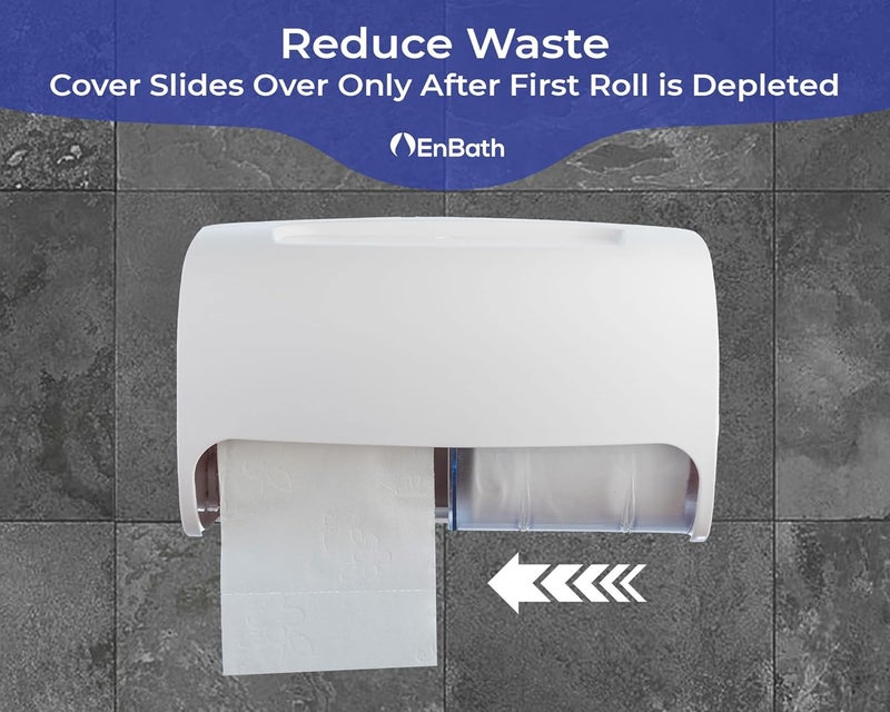 EnBath Commercial Toilet Paper Dispenser Wall Mount, Double (2 Roll) Locking Toilet Paper Holder (White), Compact Two Roll, Side by Side Design Tissue Paper Dispenser (Dispensador de Papel Higienico Doble) - Image 5